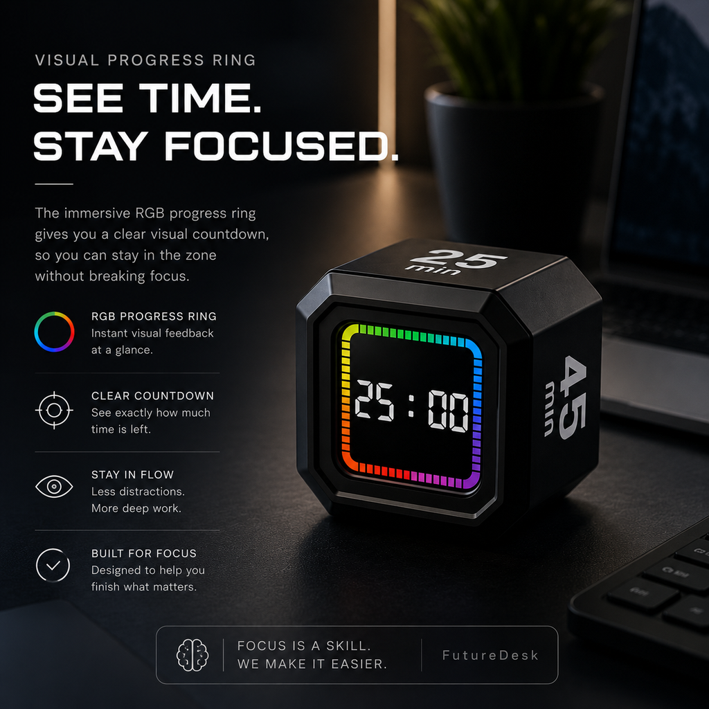 FutureDesk Focus | RGB Visual Productivity Timer for Deep Work