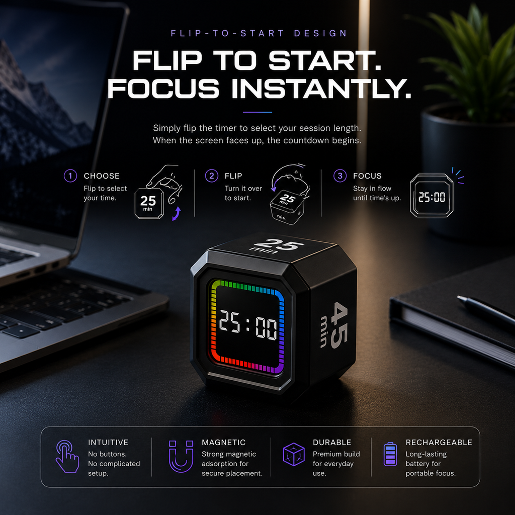 FutureDesk Focus | RGB Visual Productivity Timer for Deep Work