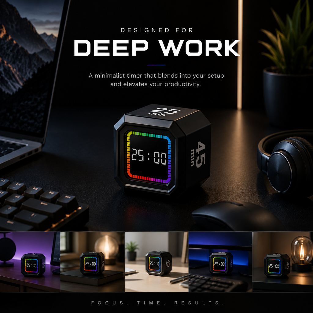 FutureDesk Focus | RGB Visual Productivity Timer for Deep Work