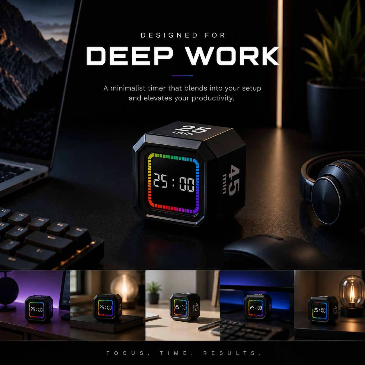 FutureDesk Focus | RGB Visual Productivity Timer for Deep Work